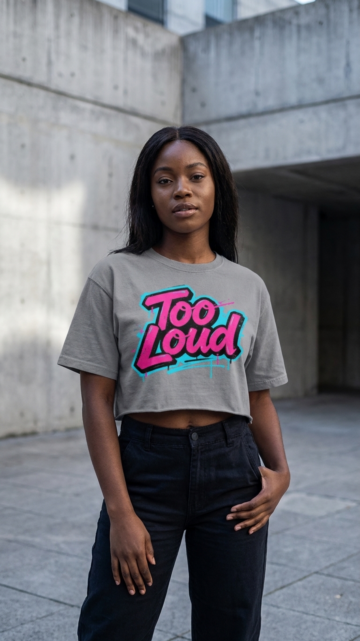TOO LOUD "LOUD Rebellion" Raw Edge Crop Top