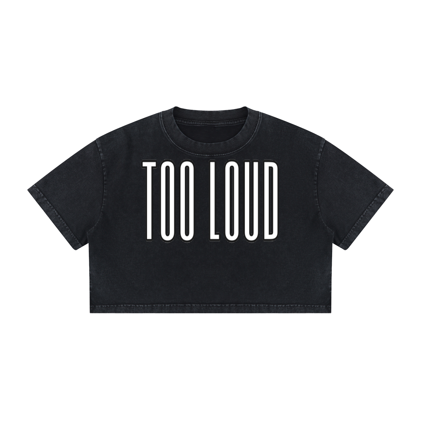 Women's "TOO LOUD" Mineral Wash Cotton Crop T-Shirt