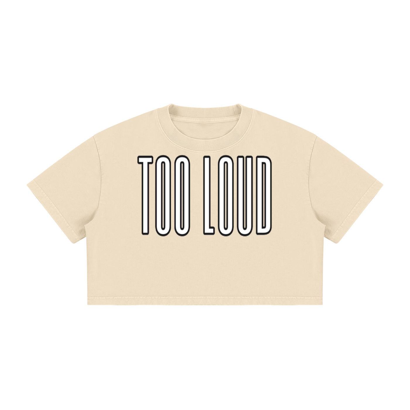 Women's "TOO LOUD" Mineral Wash Cotton Crop T-Shirt