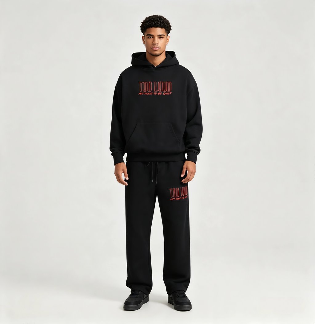 TOO LOUD "NMTBQ" Red Print Sweatpants