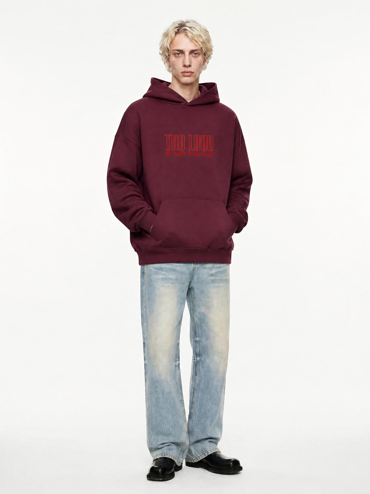 TOO LOUD OG "NMTBQ" red print Heavyweight Hoodie