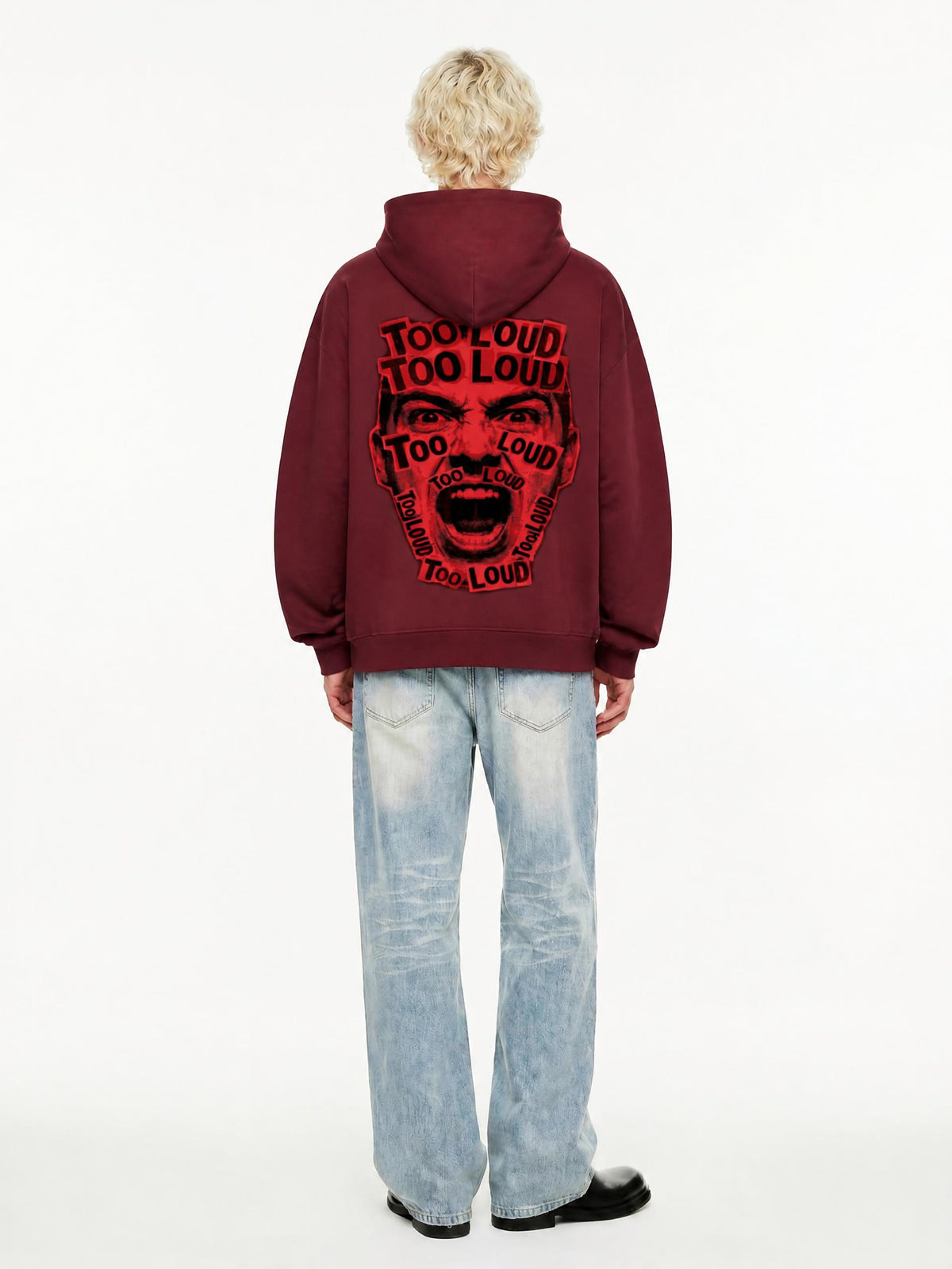 TOO LOUD OG "NMTBQ" red print Heavyweight Hoodie
